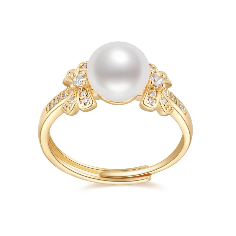 OXTAO 7-7.5 Freshwater Pearl Starfish Ring Adjustable 14K Gold Package Classic Wedding  Ring Women'S Wedding Jewelry Gift Daily