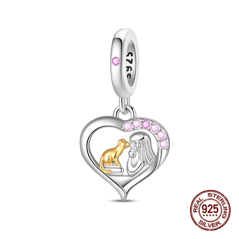 100% 925 Sterling Silver Lovely Pet Cat Paw Dog Warm Family Charms Beads Fit 3MM Original Bracelets DIY Jewelry Gift For Friends