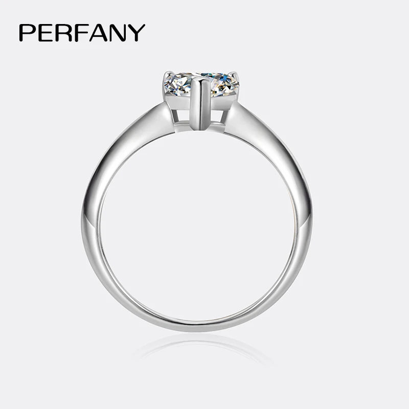 PERFANY 0.5/1/2CT Heart-Shaped Cut Moissanite Women's Ring S925 Pure Silver Laboratory Certified Diamond Wedding Luxury Jewelry - Madeinsea©