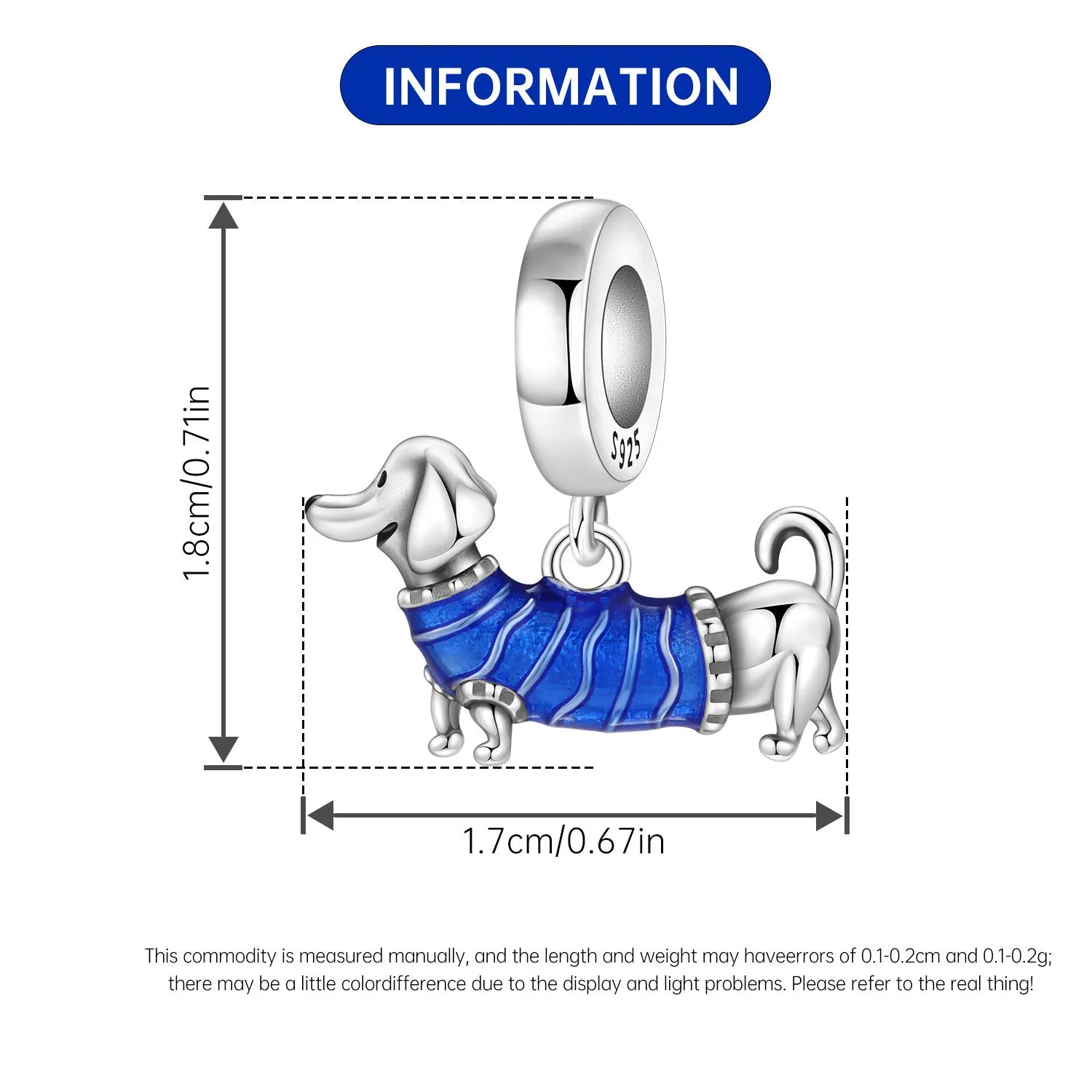 PANPOKI 925 Sterling Silver Sausage Dog Animal Beads Original Pendants Bracelet Charm Jewelry Party DIY Trendy Gifts