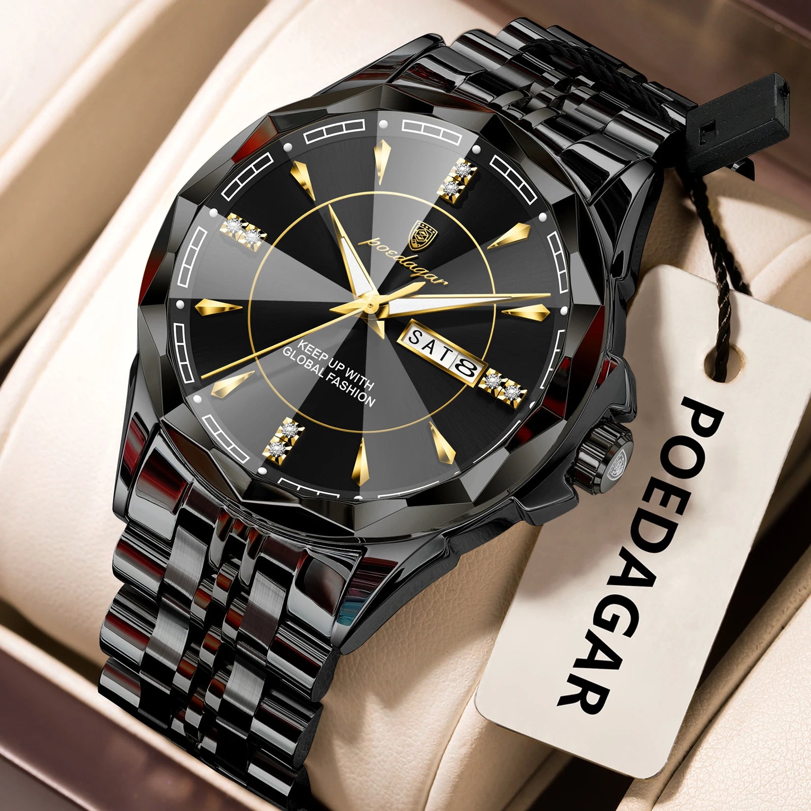 POEDAGAR Luxury Fashion Man Clock Top Business Waterproof Luminous Date Week Men's Watches Quartz Stainless Steel Men Wristwatch - Madeinsea©