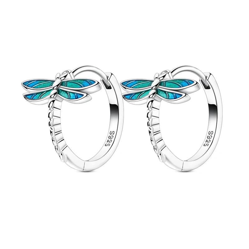 Springtime Earrings For Women 925 Silver Plated Double Hoop Butterfly Bees Ladybird Insect Earrings Party Jewelry Birthday Gifts