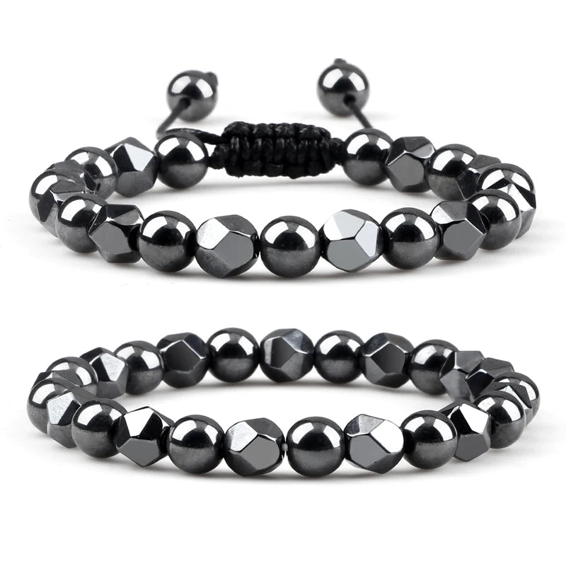 Herren-Armband mit unregelmäßigen Hämatitperlen, Damen-Armband mit 4, 6 oder 8 mm großen, natürlichen Lava-Tigeraugenperlen, modischer Freundschaftsschmuck
