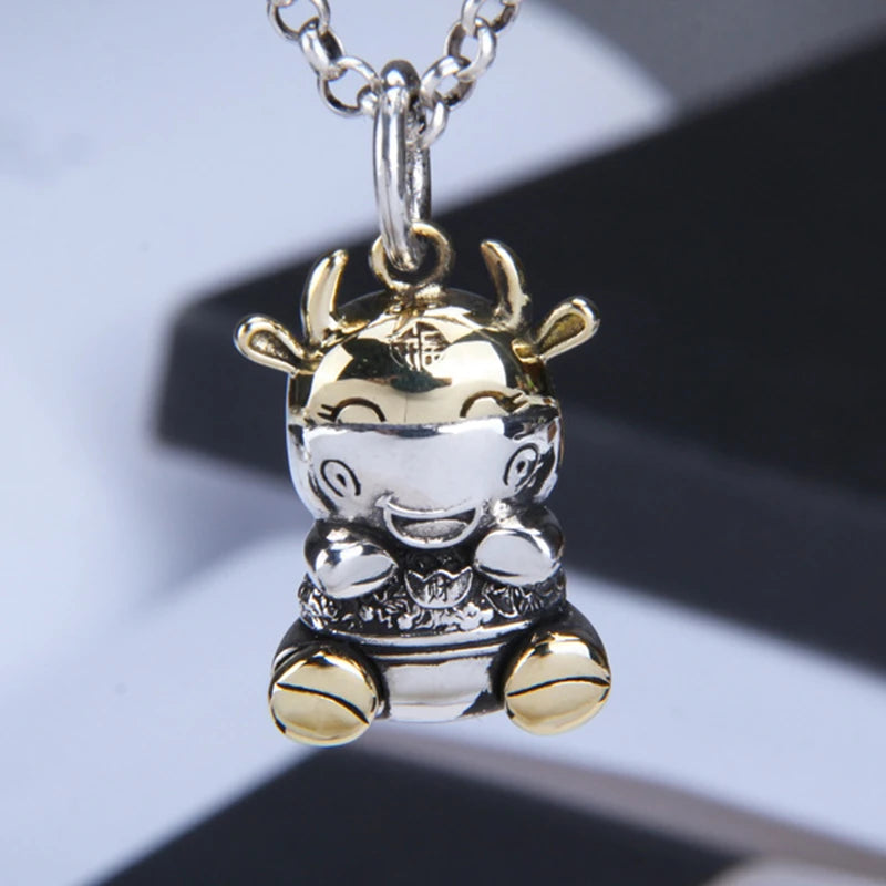 Retro Punk Nordic Bull Head Pendant Necklace for Men Classic Animal Personality Jewelry