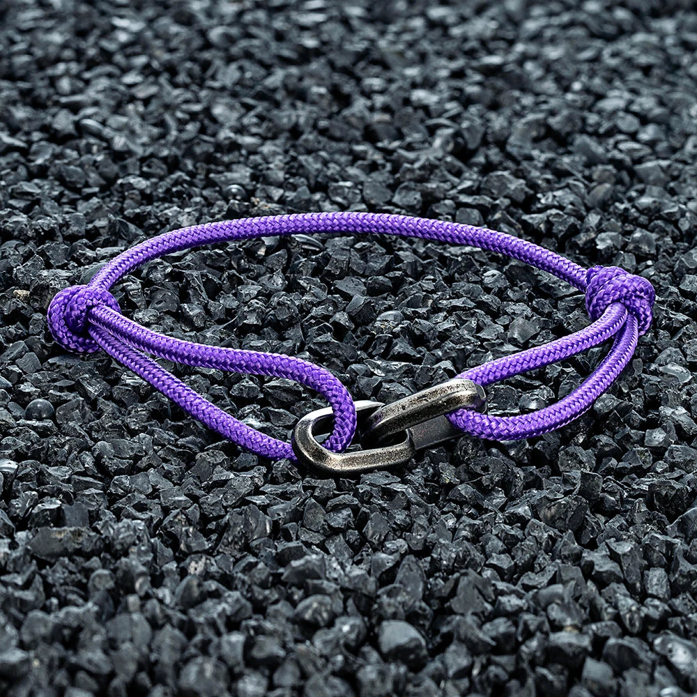 MKENDN Punk Style Mens Bracelet Rope Chain Thin Mens Black Rope Nylon Bracelet Women Stainless Steel Bracelet Mens Jewelry