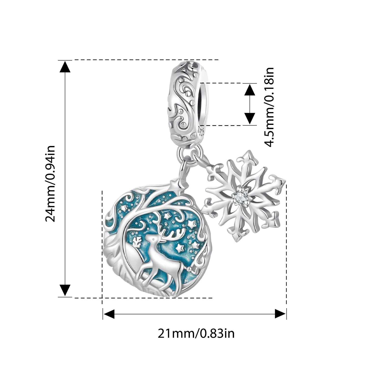 BISAER 925 Argent Sterling Noël Elk Bonhomme en Pain d'épice Père Noël Breloque Perles Arbre de Noël Cloche Renne Pendentif Fit Bracelet DIY