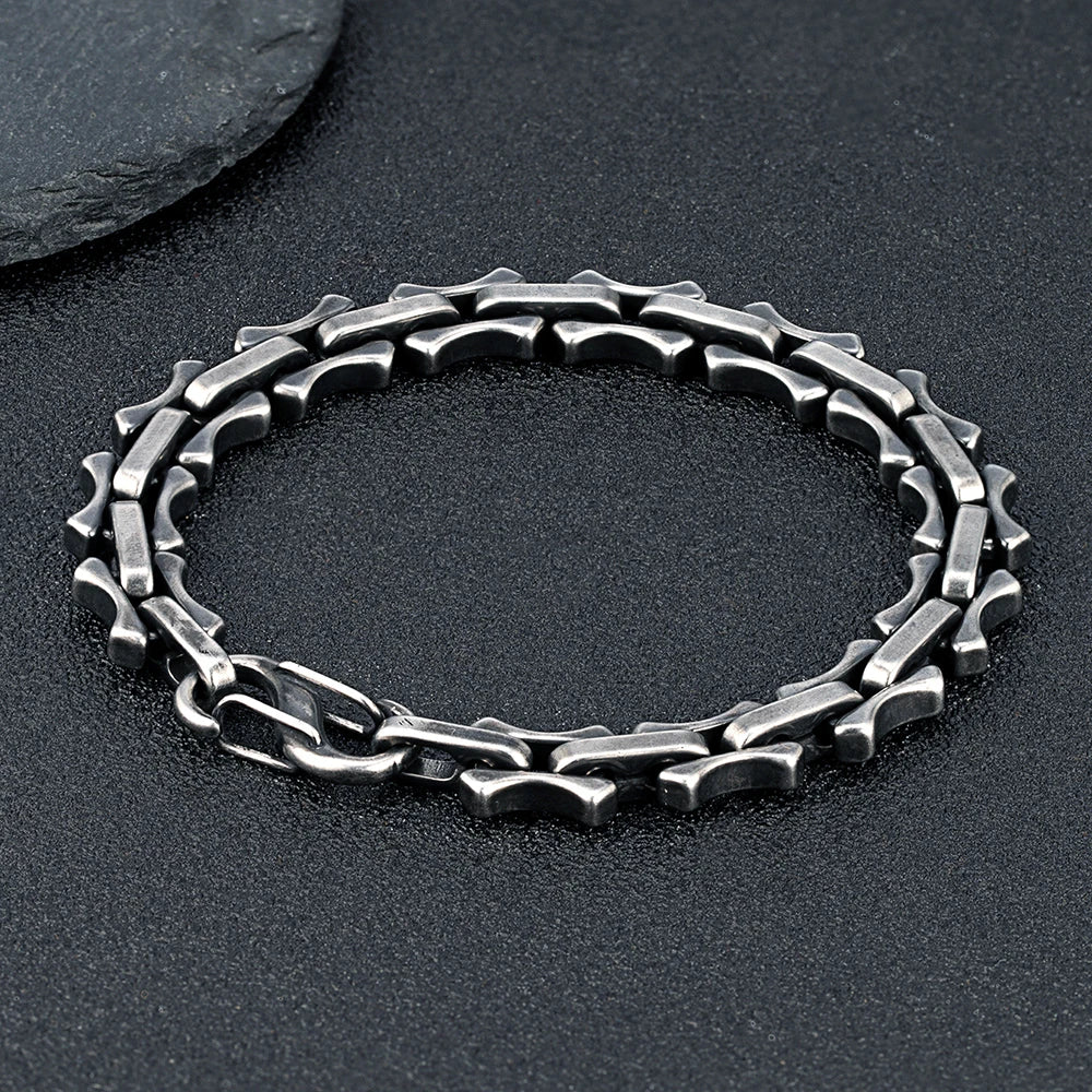 MKENDN 11mm Vintage Keel Chain Bracelet for Men Oxidized Square Link Wristband Viking Punk Style Father's Day Gift - Madeinsea©