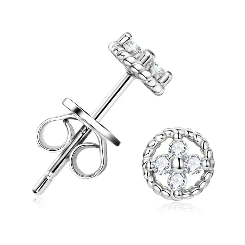 OXTAO Twist Earrings D Color Moissanite Round Earrings for Women S925 Silver Ear Studs Passed Diamond Test Party Fine Jewelry