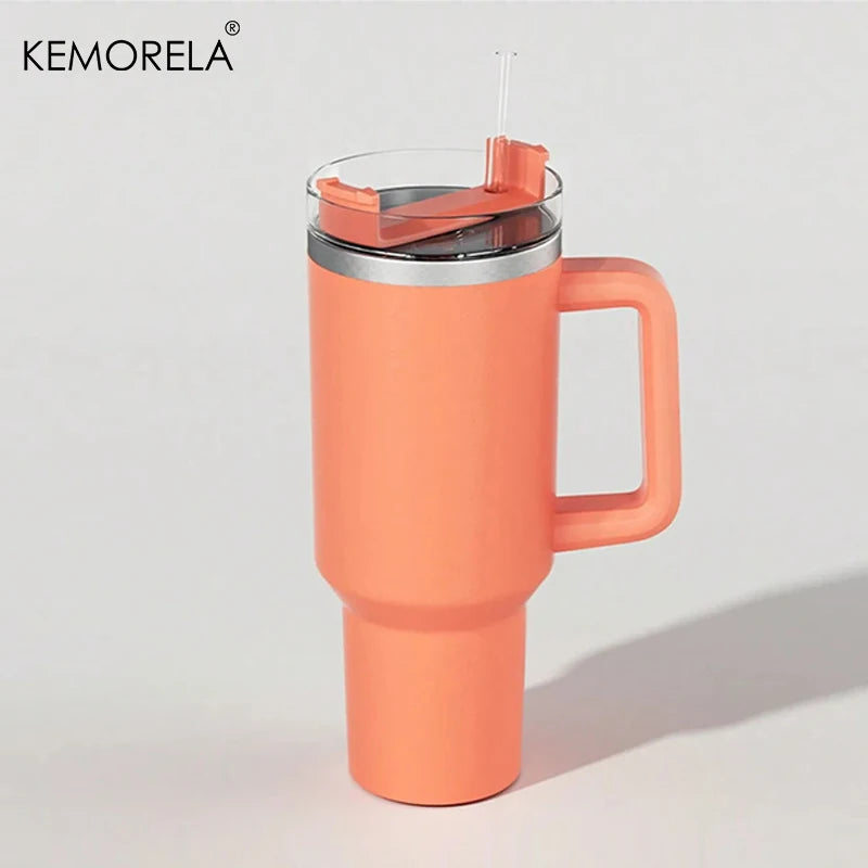 1200ML 304 Stainless Steel Insulated Water Bottle Hot Coffee Car Cup Hot And Cold Mug Thermos Bottle With Handle Straw Sports Av - Madeinsea©