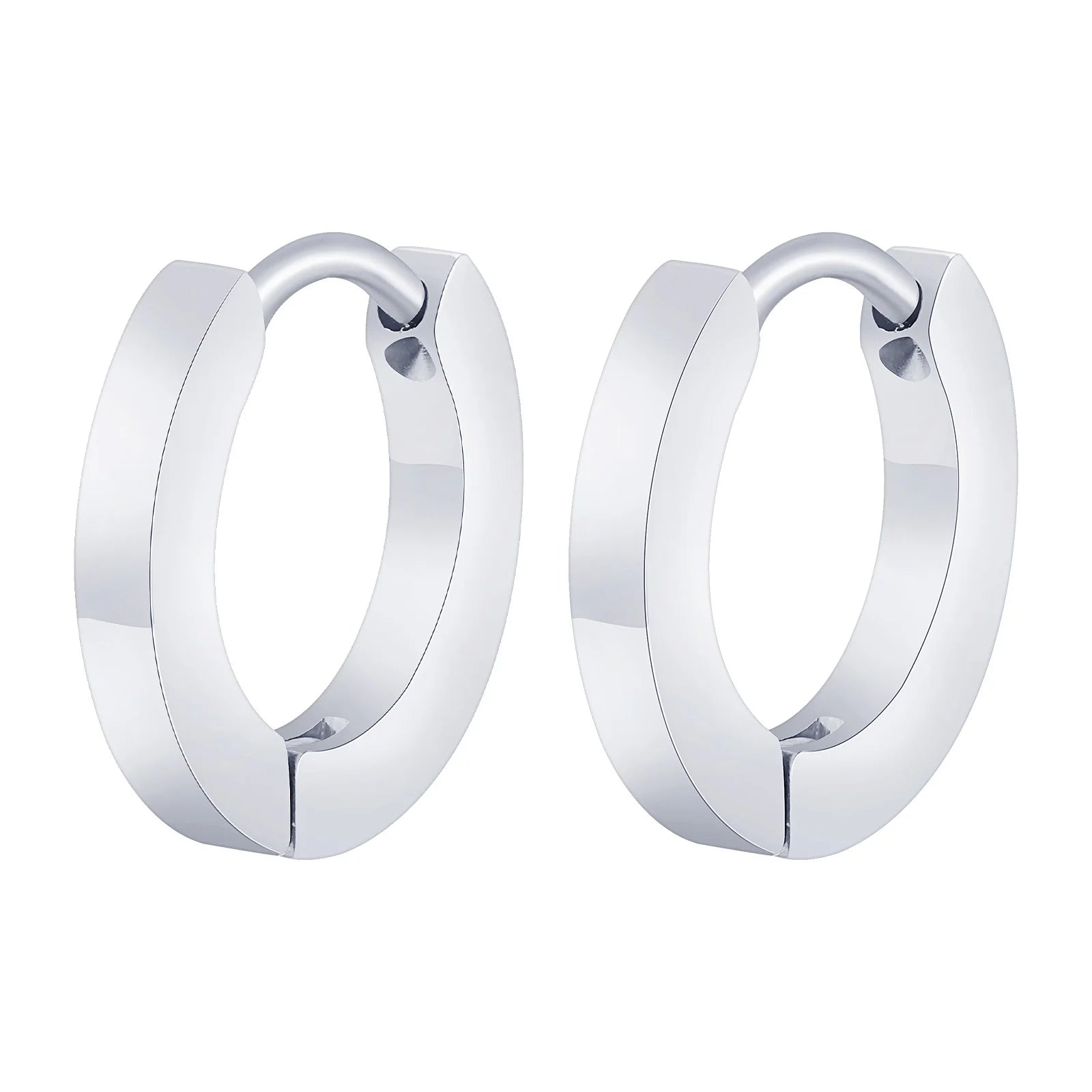 Vnox Glossy Stainless Steel Small Hoop Huggies Earrings for Women Men, Hand Polished Simple Metal Hoops, Minimalist Jewelry Gift