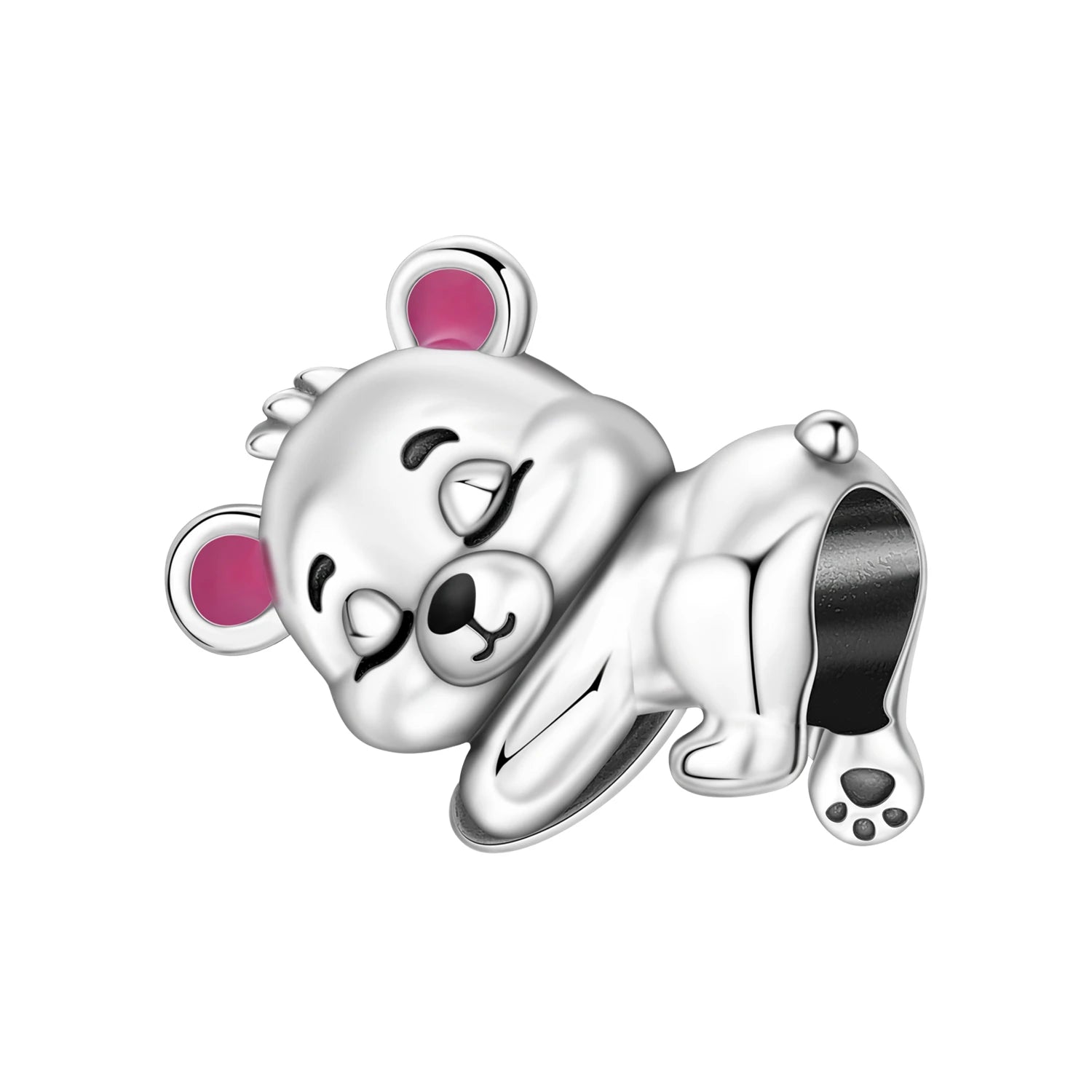 PANPOKI 925 Sterling Silver Cute Teddy Bear Animal Pendant Beads Original Pendants Bracelet Charm Jewelry Party DIY Gifts