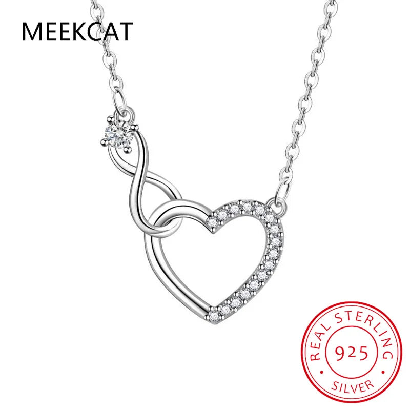 Collier pendentif « Amour infini » en argent sterling 925, bijou raffiné pour femme, symbole d'amitié éternelle. Chaîne en argent.