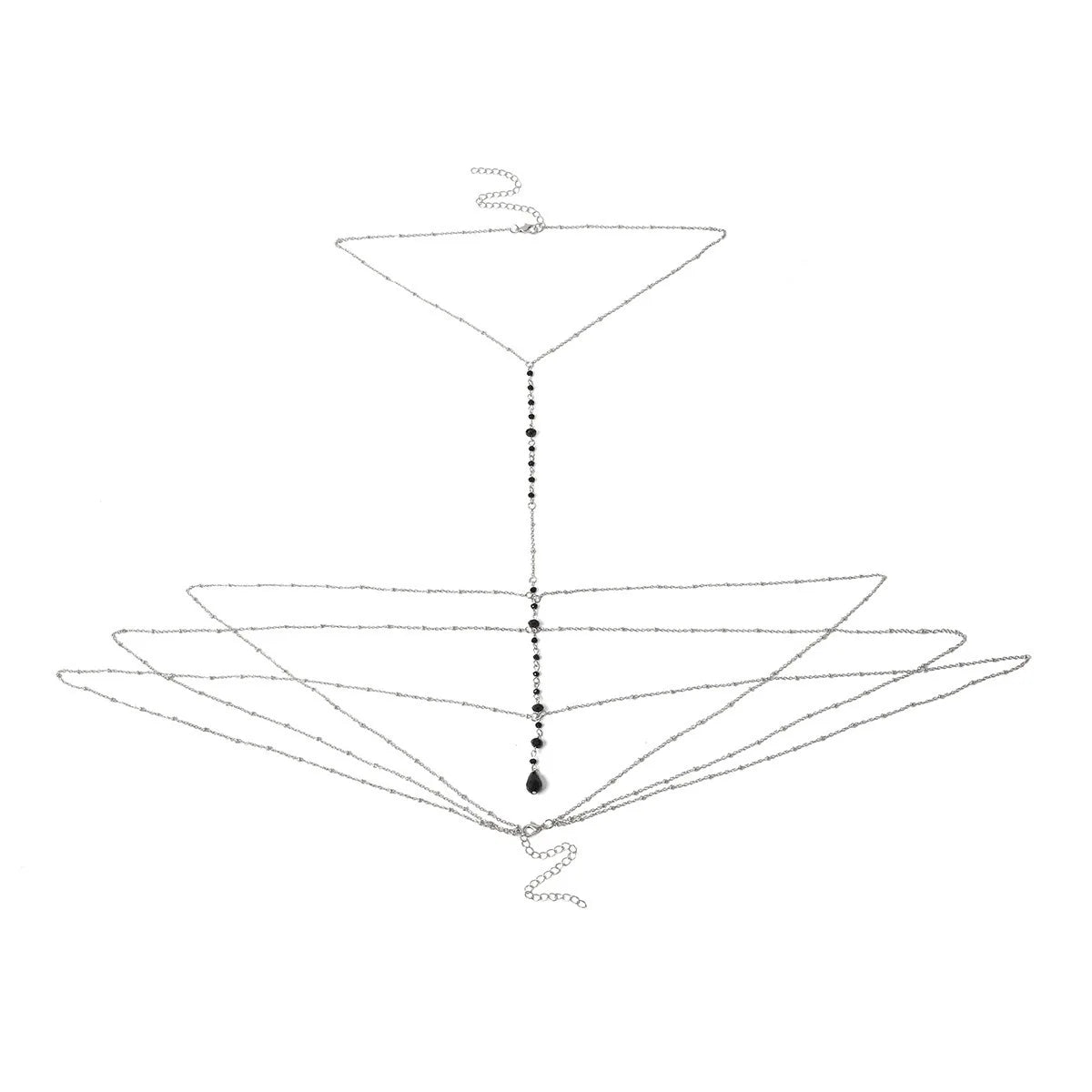 Fashionable Multi-layer Hanging Neck Style Black Crystal Bead Chain Ladies' Chest Chain Jewelry - Madeinsea©