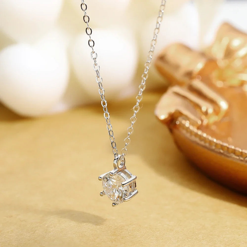 Serenity 1ct 2ct 3ct 5ct D Color Moissanite Pendant Necklace For Women Gift 100% S925 Sterling Silver Plated 18K Neck Chain GRA