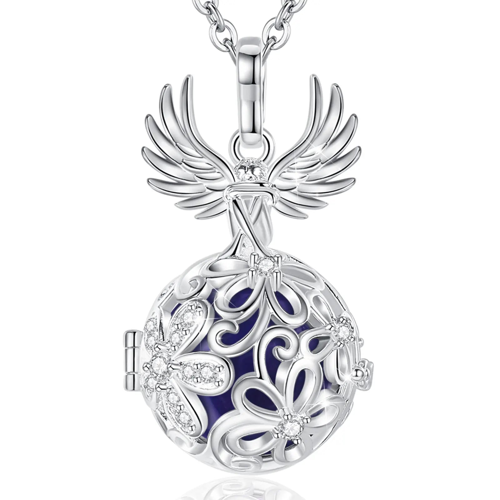 Eudora Collier Bola de Grossesse Necklace 18MM Ball Flower Angel Caller Musical Bell Pendant DIY Jewelry Gift for Pregnant Women