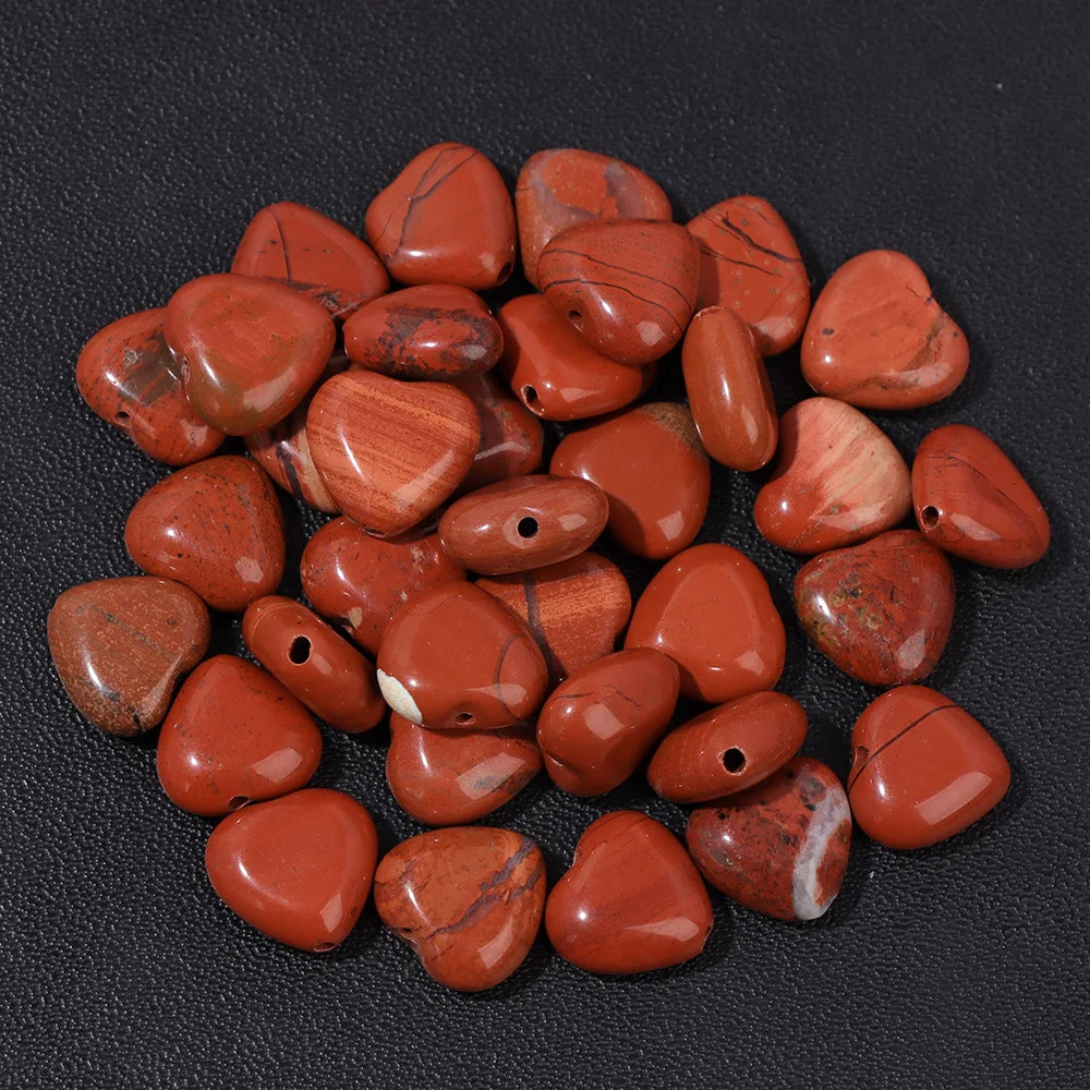 Natural Gems Heart Shape Stone Bead Central Drilled Fluorite Quartzs Loose Spacer Beads For Jewelry Making DIY Bracelet Earrings