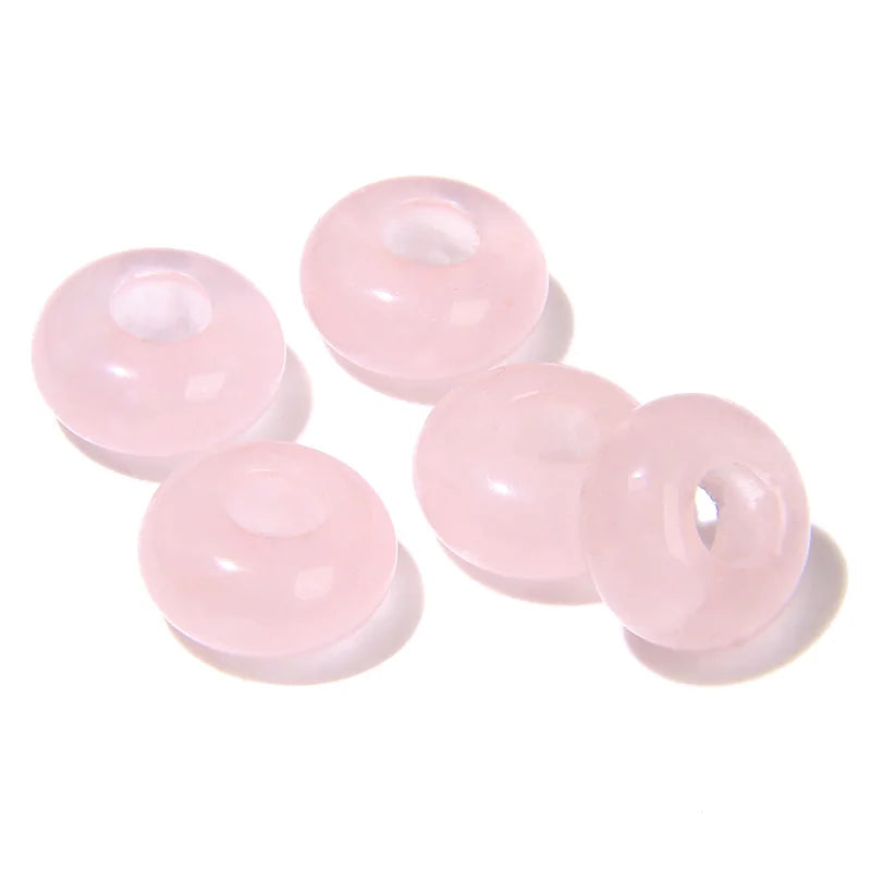 5PCS Natural Big Hole Round Abacus Bead 14mm Opal Tiger Eye Jade Hollow Stone Pendant For Jewelry Making Necklace Earrings DIY