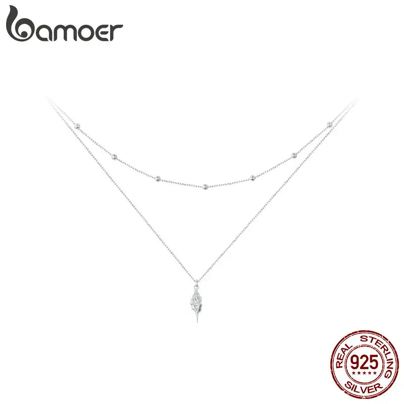 Sterling Silver Conch Layered Pendant Necklace Multilayer Stylish Choker Necklace for Women Ocean Series Jewelry