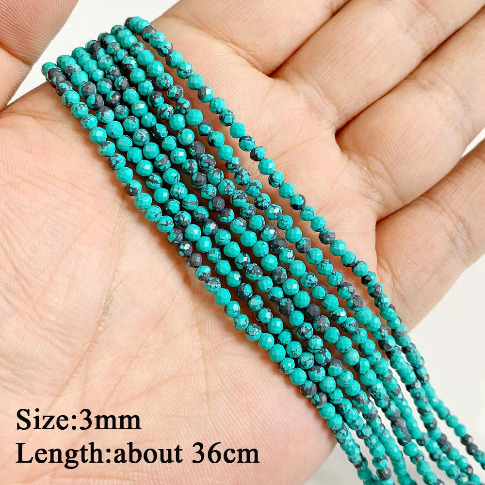 Wholesale Blue Turquoise Stone Beads Round Square Rondelle Irregular Loose Spacer Bead For Jewelry Making DIY Bracelet Necklace