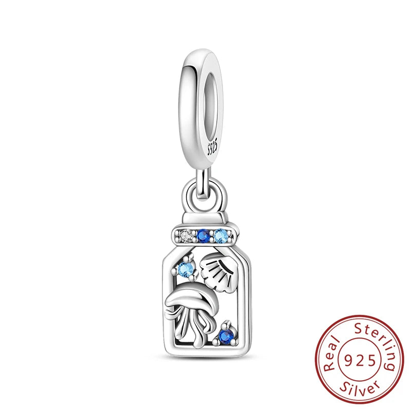 100% 925 Sterling Silver Tortoise Starfish Coconut Luminous Ocean Surfing Charms Beads Fit 925 Original Bracelets DIY Jewelry