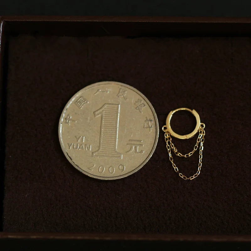 925 Sterling Silver Plated 14K Gold Temperament Tassels Earrings for Women Simple Elegant Exquisite Ear Accessories