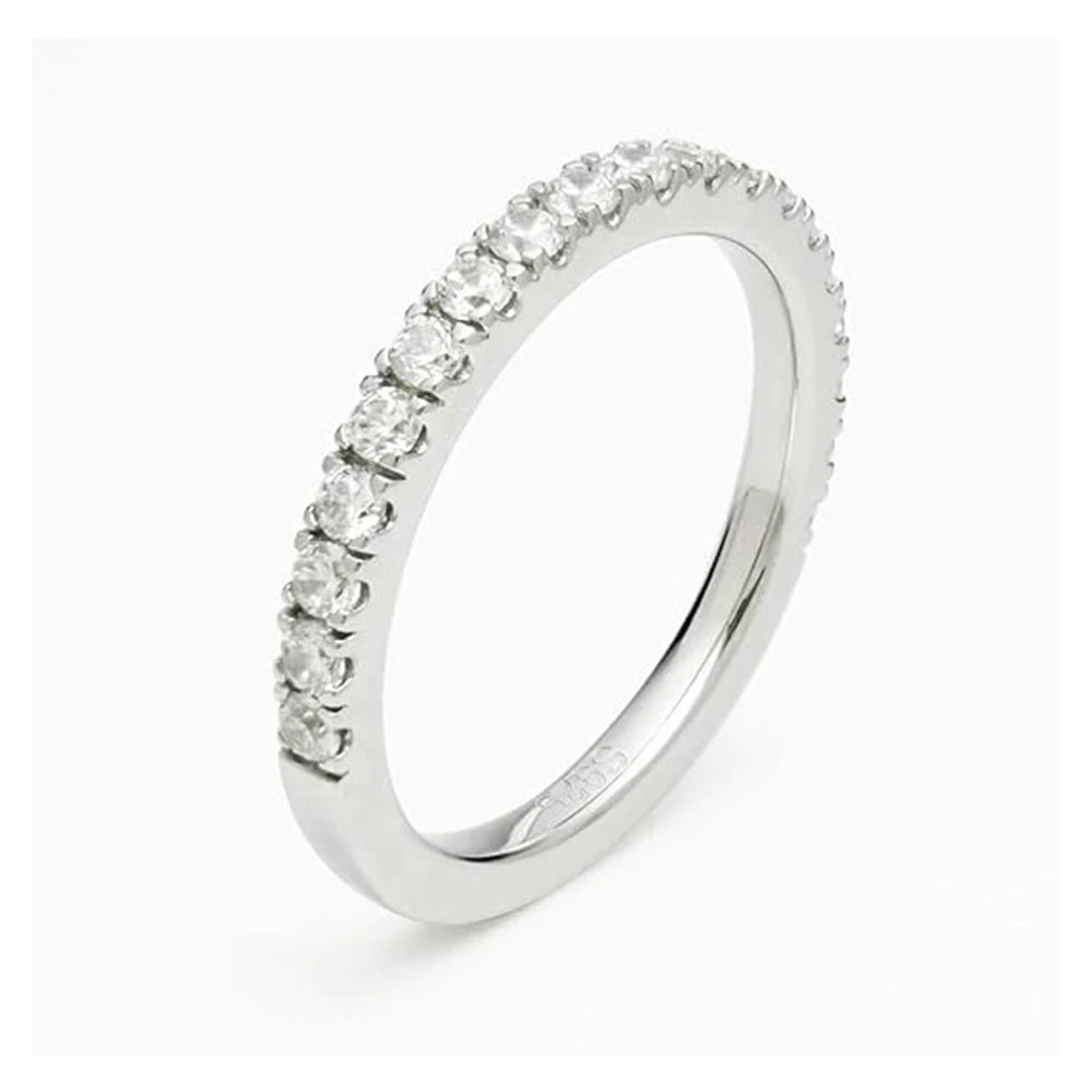 OXTAO Half Eternity Moissanite Bridal Ring Real 100% 925 Sterling Silver Luxury Female Rings Wedding Band Jewelry GRA Certified