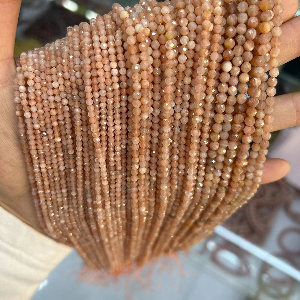 2 3mm Natural Labradorite Quartz Moonstone Crystal Stone Beads Round Faceted Loose Beads For Jewelry Making DIY Bracelet 15.5"