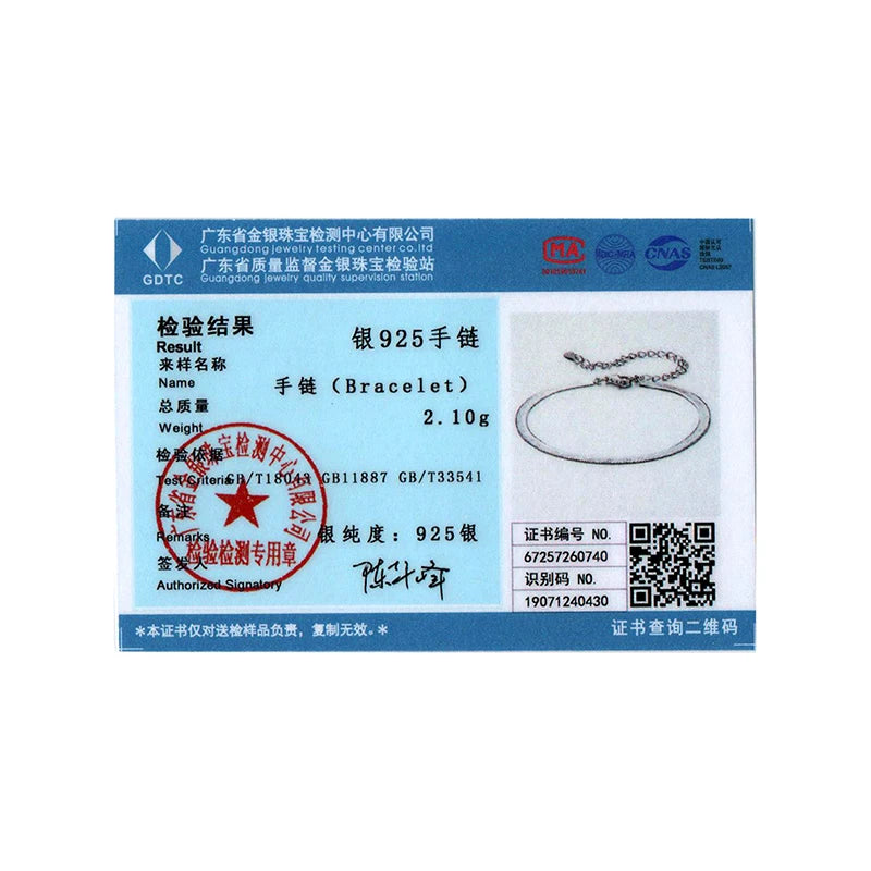 BISAER Wide Snake Bracelet 925 Sterling Silver Dainty Stackable Link Chain Adjustable for Women Trendy Fine Jewelry ECB303