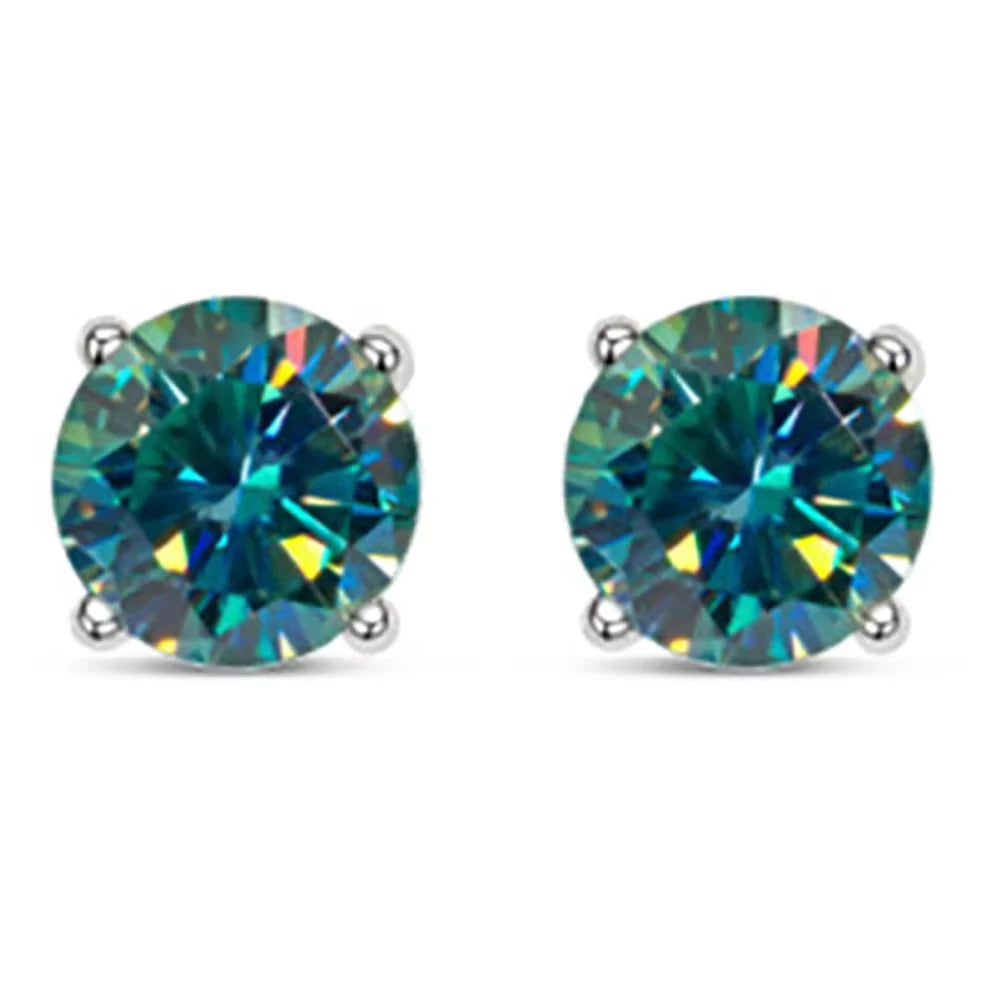 Serenity 0.5ct 1ct 2ct Four Claw Colorful Moissanite Earrings for Women 100% 925 Sterling Silver Plated 18K Stud Earring Jewelry - Madeinsea©