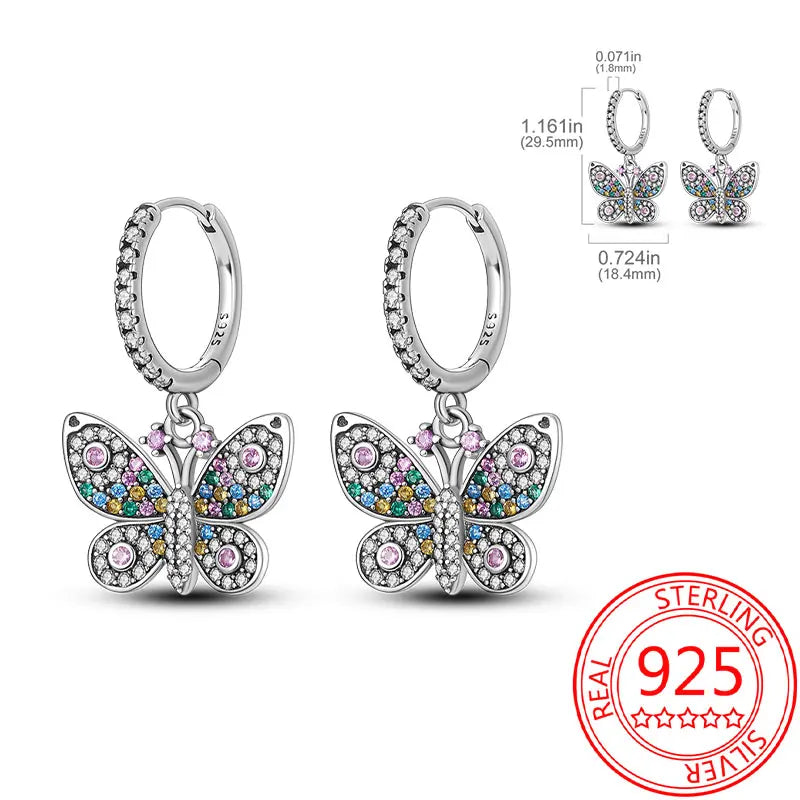 Pink Series 925 Sterling Silver Romantic Flower Butterfly Unicorn Tulip Geometry Earrings Boutique Fine Jewelry Gifts for Women