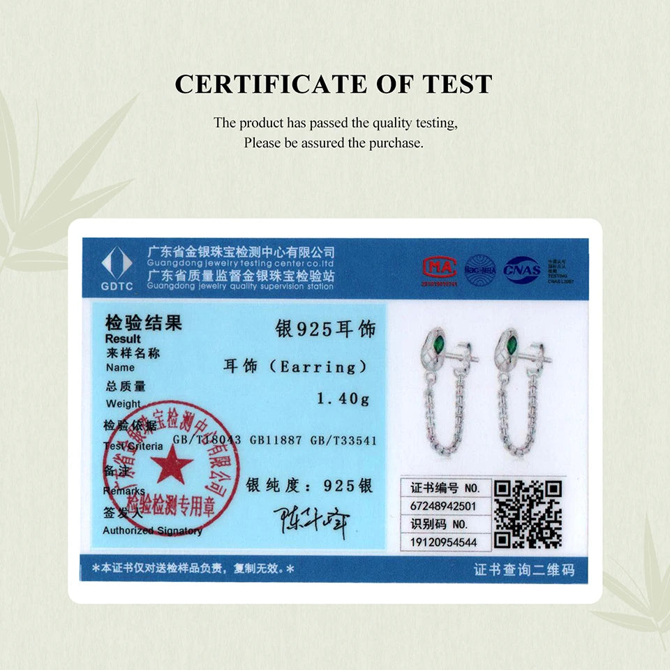 BAMOER 925 Sterling Silber Schlangenquasten-Ohrringe, Hypoallergener Tier-Modeschmuck, Geburtstagsgeschenk für Frauen BSE1148