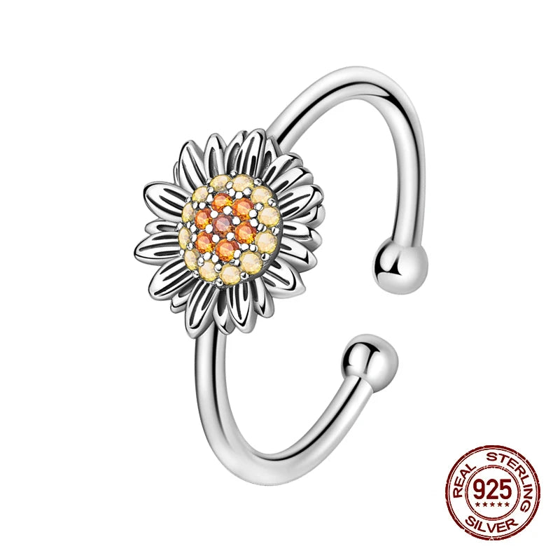 Rings For Women 100% 925 Sterling Silver Shiny Dragonfly Heart Shaped Hollow Open Rings Fine Wedding Engagement Jewelry Gift