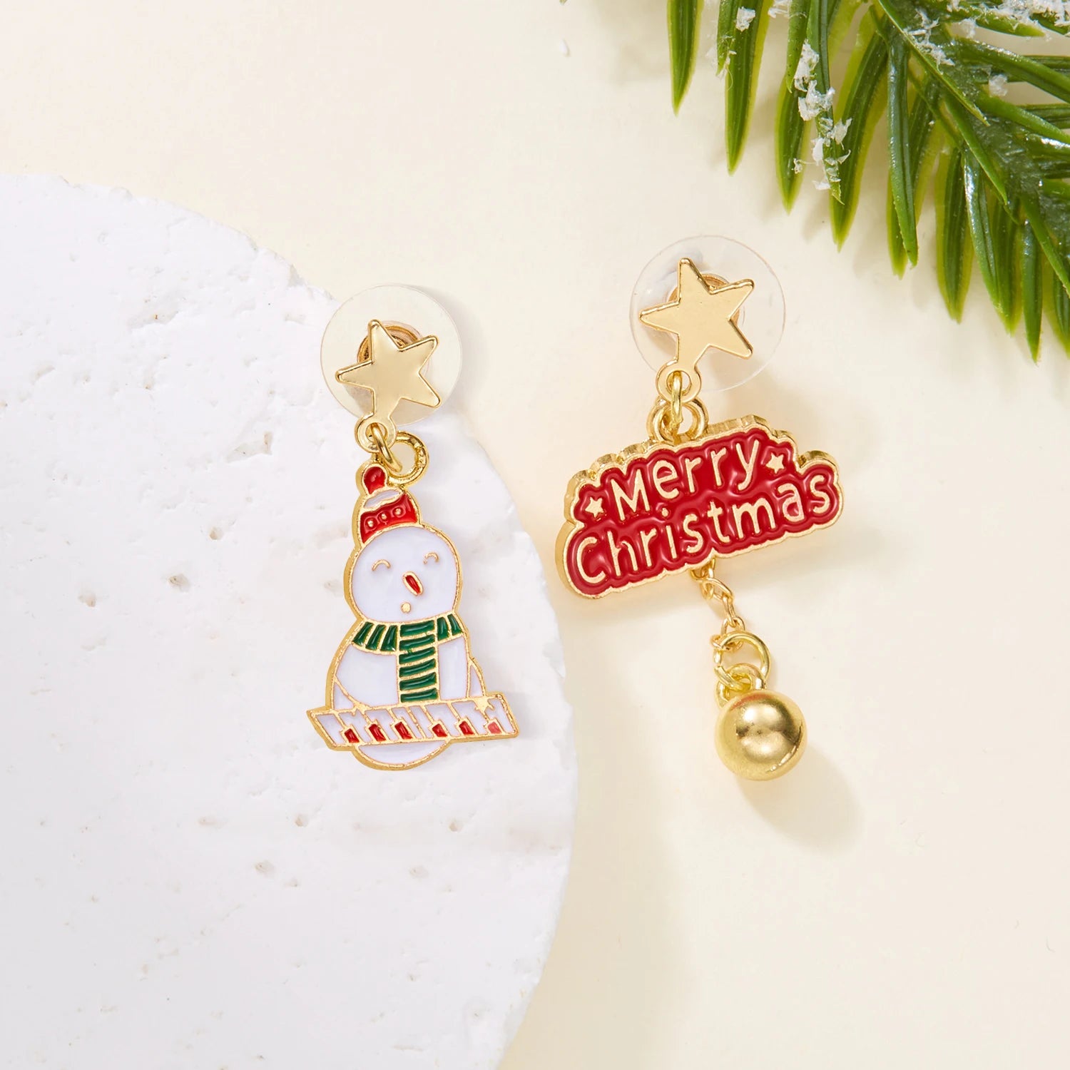 Christmas Asymmetrical Dangle Earrings For Women Santa Claus Christmas Tree Snowman Angel Zircon Pendant Earring Xmas Jewelry