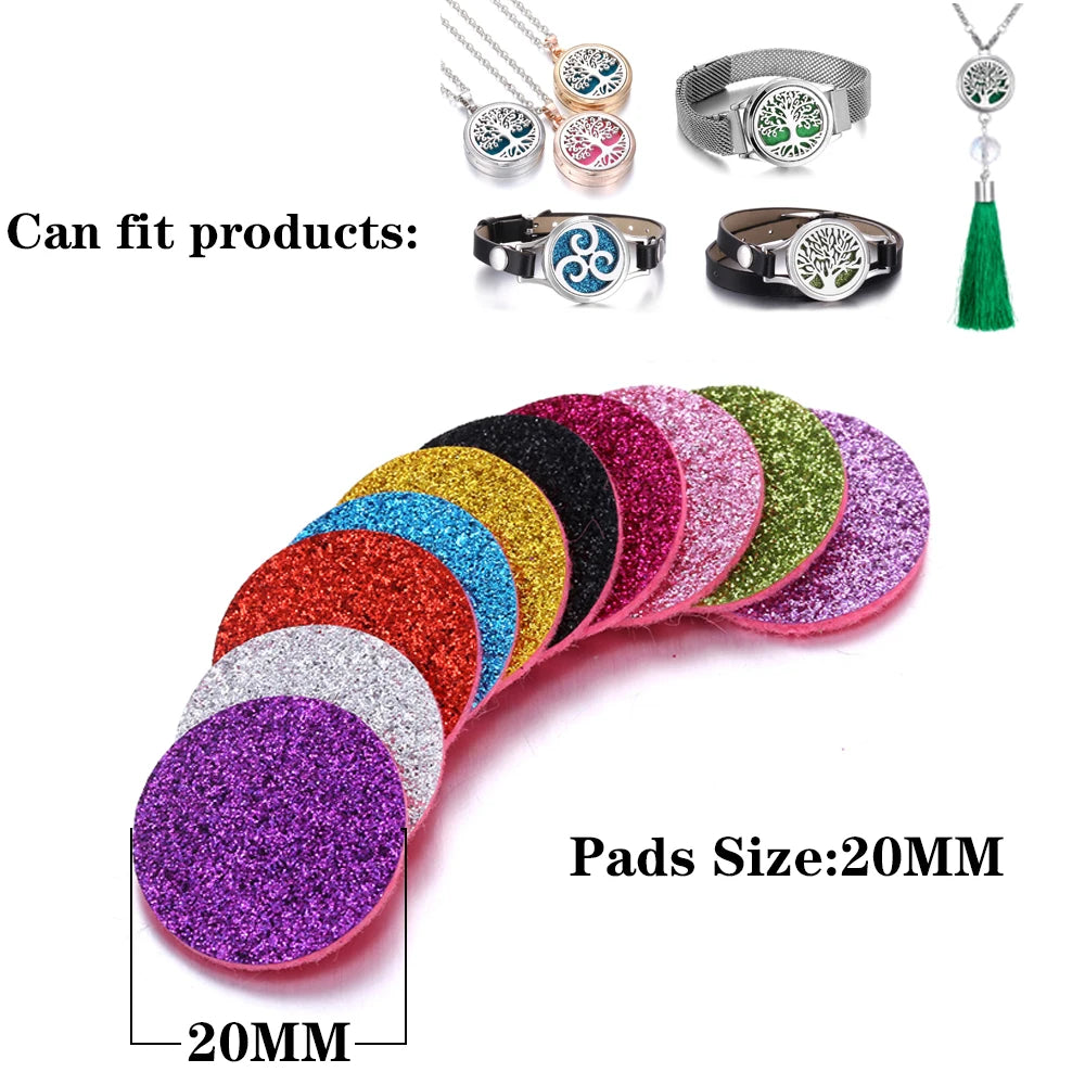 100PCS Wholesale Aromatherapy Pads for Necklace Bracelet 25mm 30mm Mixed Colorful Spacers Round Diffuser Thick Felt Refill Pads