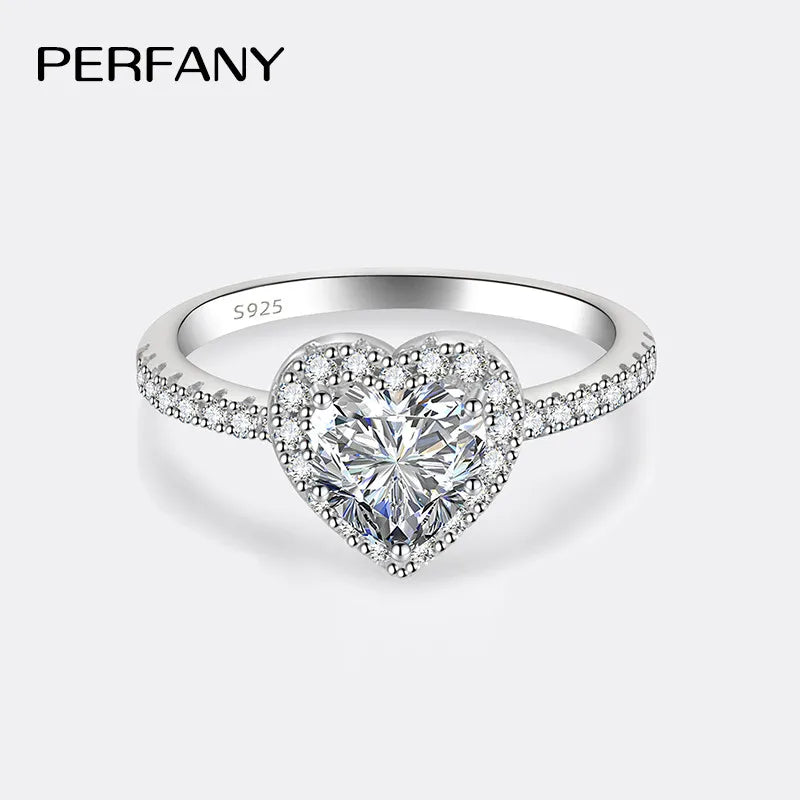 PERMANY 1CT Heart Cut Moissanite Ring for Women S925 Pure Silver Engagement Eternal Diamond Ring Engagement Luxury Jewelry
