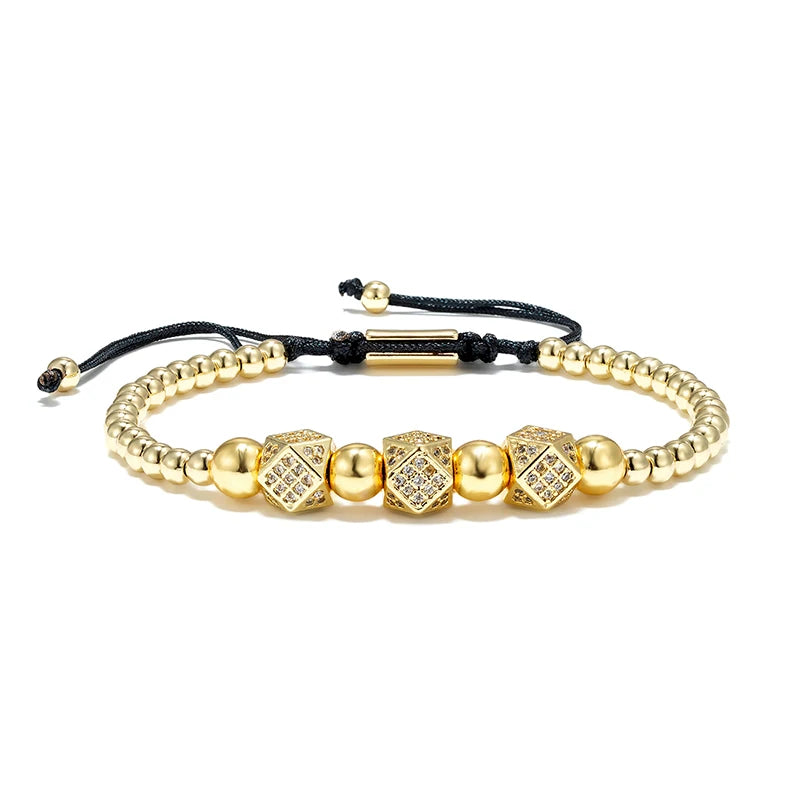 MKENDN Luxury Micro Pave CZ Octahedral Charm Men Bracelets Stainless Steel Crystal Bangles Couple Handmade Jewelry Gift