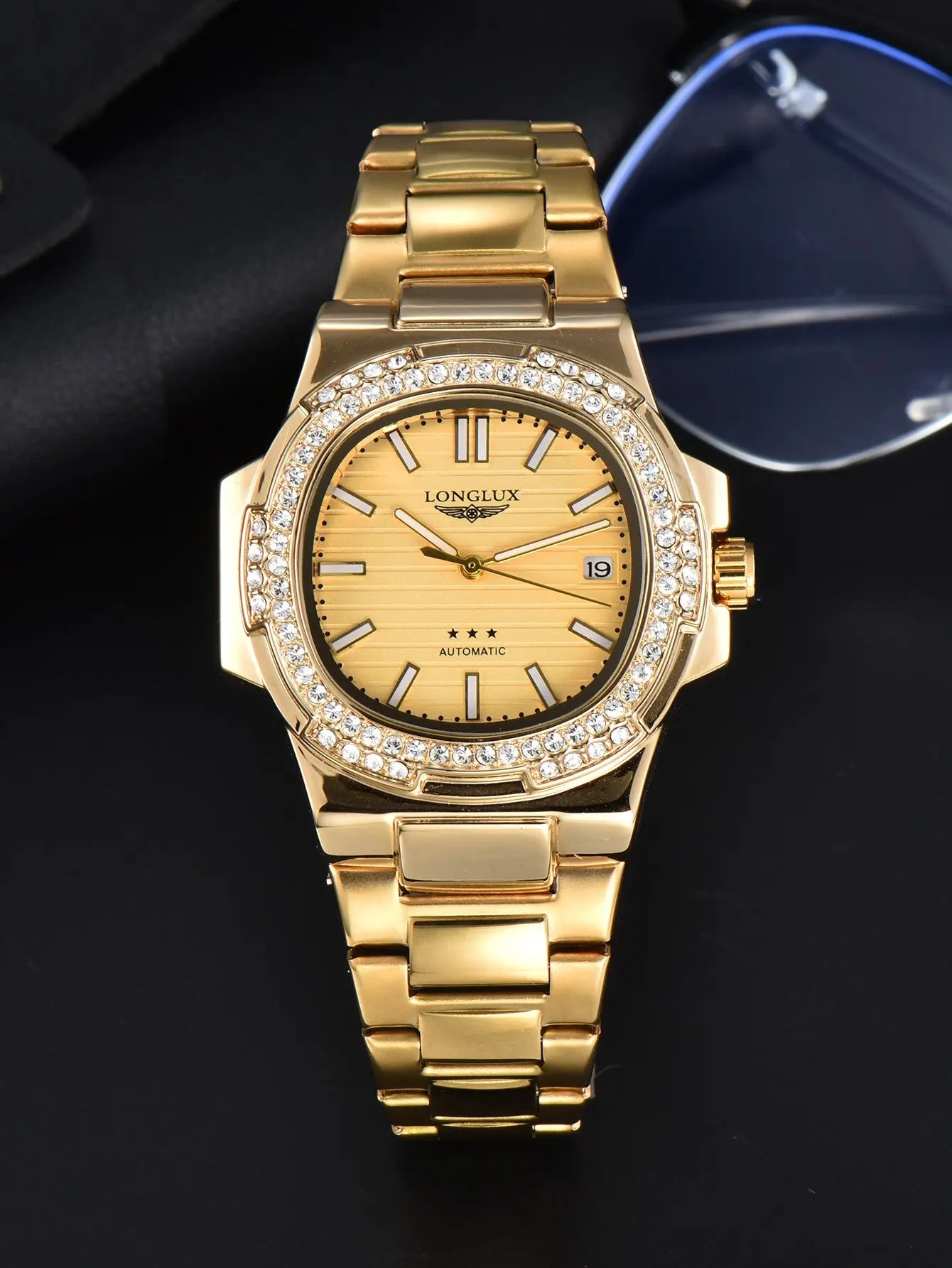 LONGLUX automatic man watch diamond watch luxury stainless steel wholesale mechanical watches day date waterproof man watch