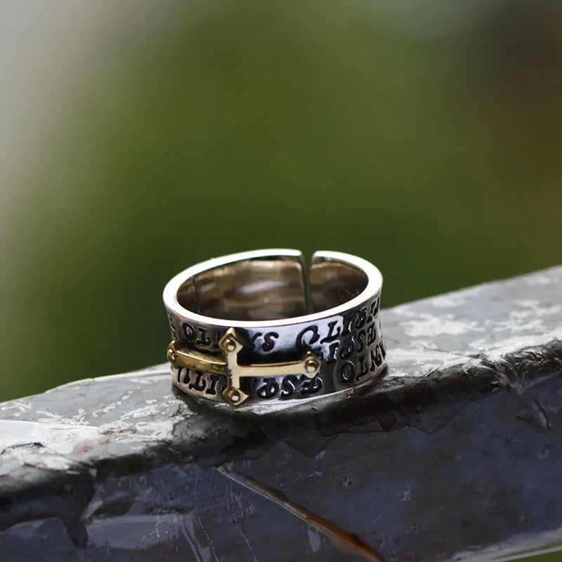 Retro Cross Graffiti Ring For Men Women Punk Gothic Adjustable Ring Handmade Rock Hiphop Unisex Jewelry Accessories Man Gift - Madeinsea©