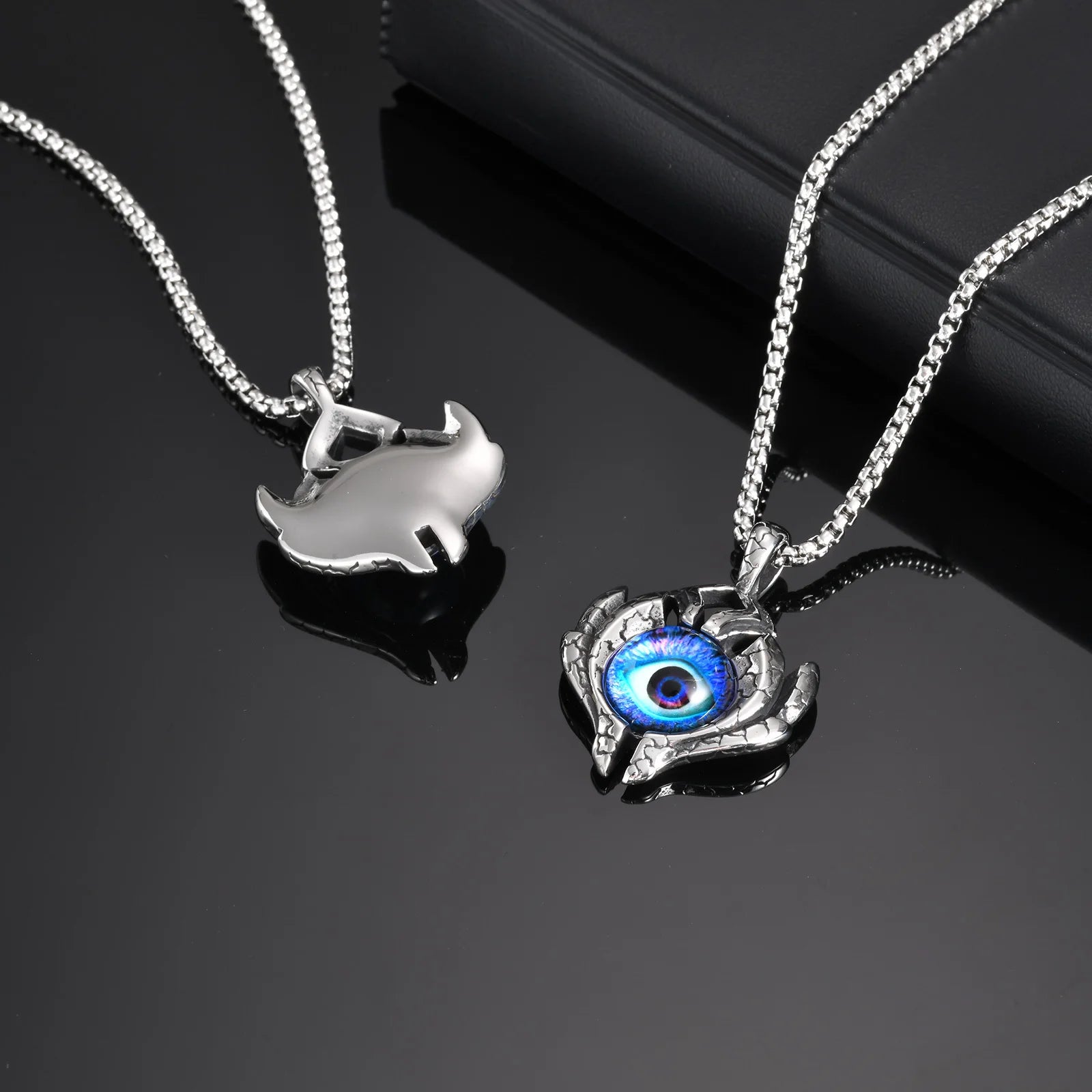 Collier pendentif Vnox Big Evil Eye, badge épais en acier inoxydable avec pendentif œil turc, accessoire punk pour homme