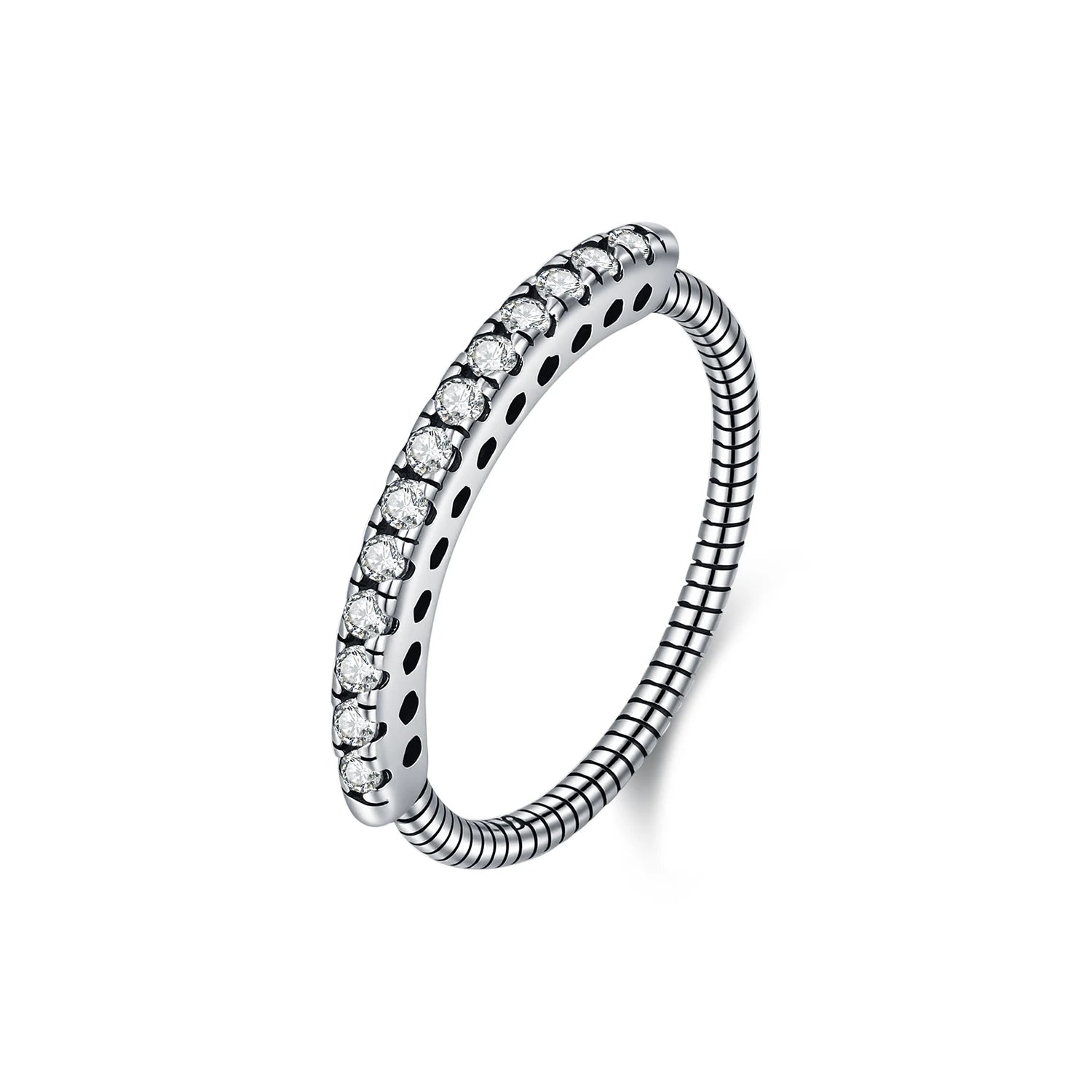 MODIAN 925 Sterling Silver Vintage Stacking Rings Sparkling Round CZ Finger Rings For Women Fine Jewelry Accessories