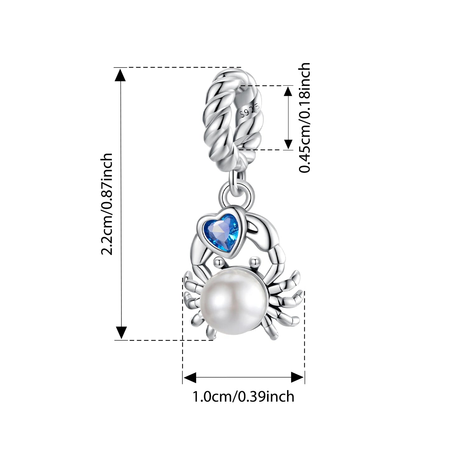 BISAER 925 Sterling Silver Blue Ocean Charm Bead Shell Starfish Turtle Pendant Fit Women DIY Bracelet Fine Jewelry Vacation Gift