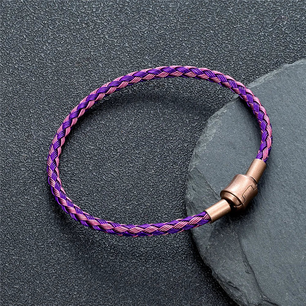 MKENDN DIY Simple Style Men Women Jewelry Non-fading Steel Wire Rope Bracelet Classic Cuff Charm Bracelet for Male Female Gifts