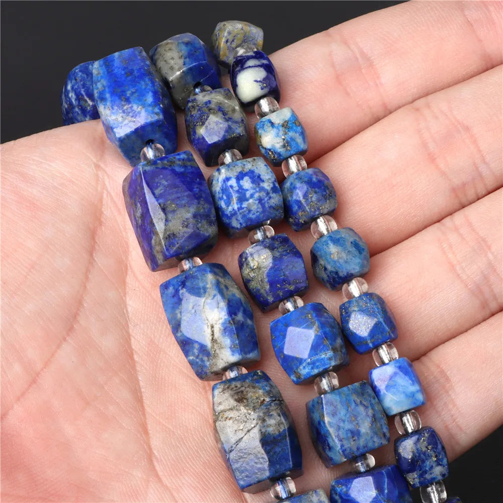 45 Styles Natural Lapis Lazuli Beads Blue Round Rondelle Faceted Loose Spacer Stone Bead For Jewelry Making Accessories Supplies