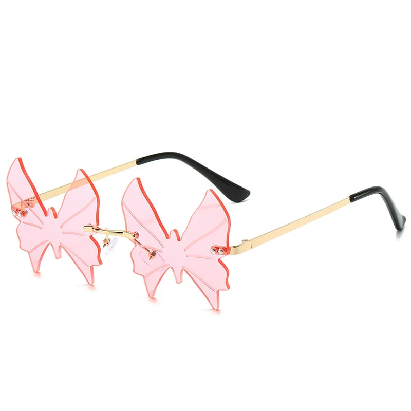 2025 Fashion Rimless Butterfly Sunglasses For Women Men Personalized Trendy Metal Irregular Sun Glasses Party Decorative Glasses