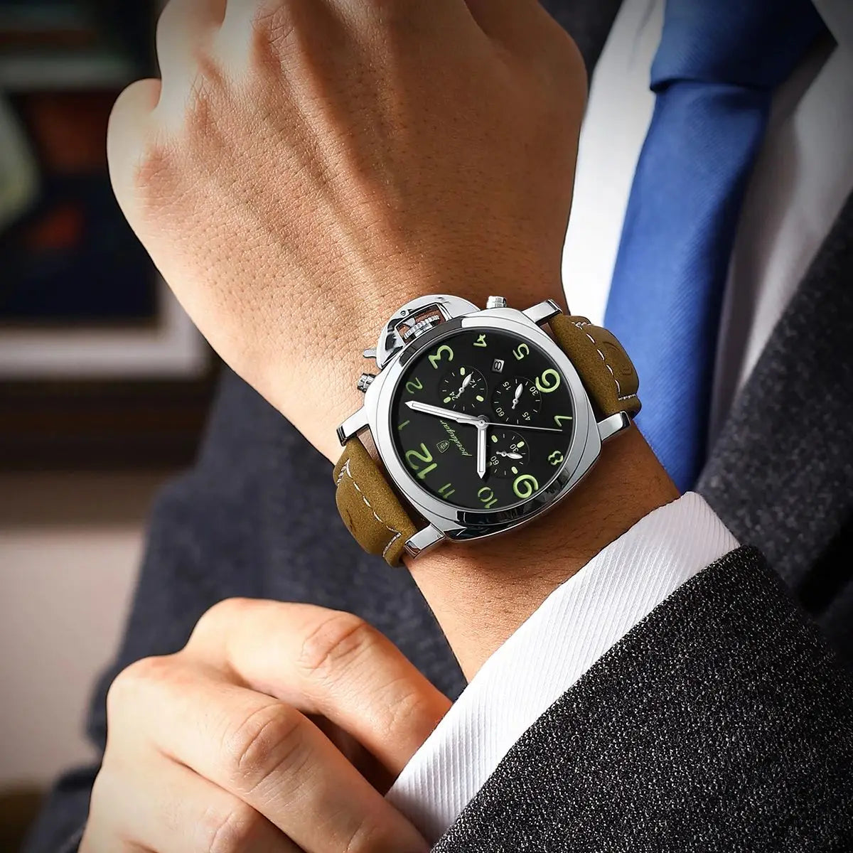 POEDAGAR Luxury Military Watch For Men Waterproof Luminous Leather Man Watch Quartz High Quality Men's Sports Watches Male Reloj - Madeinsea©