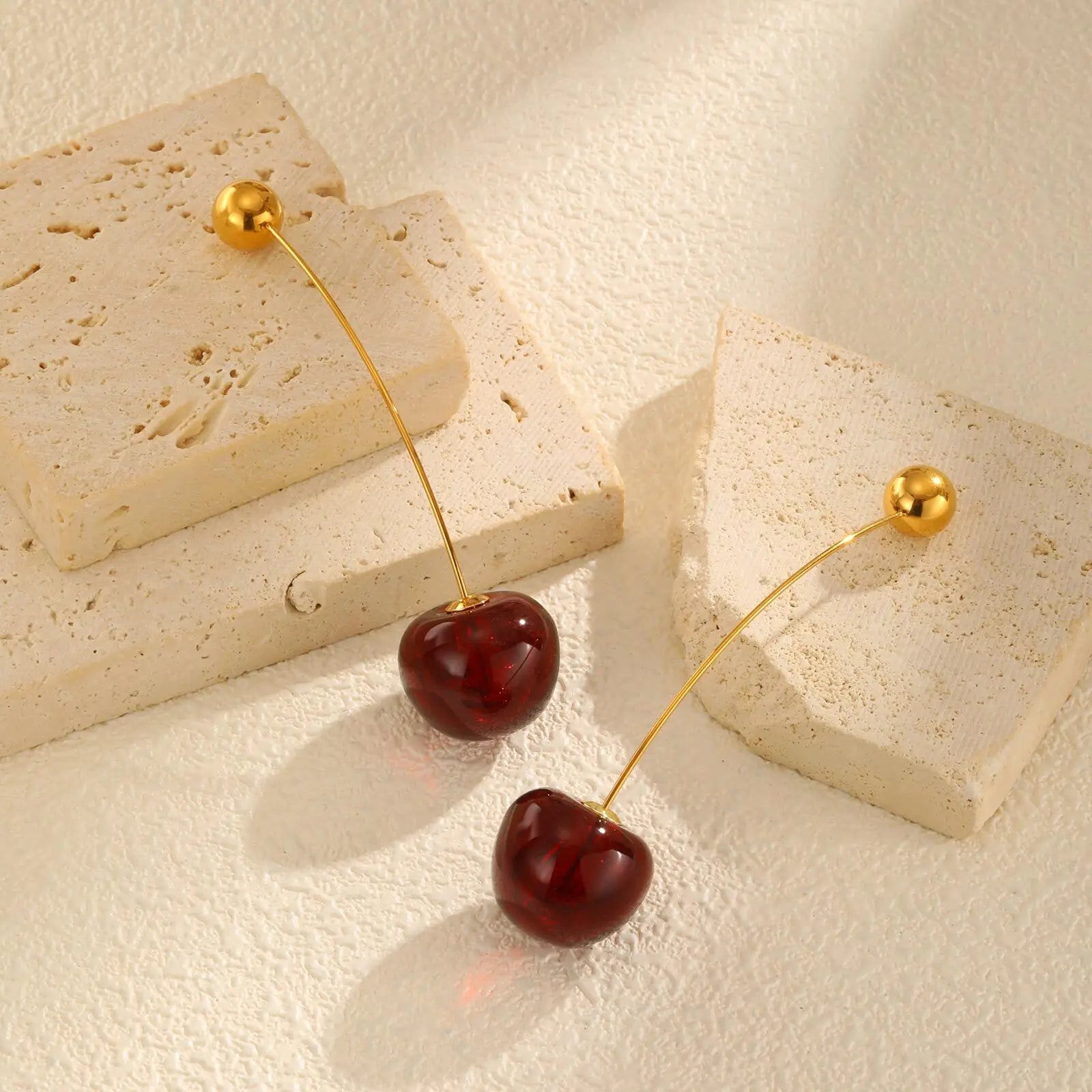 Vnox Vivid 3D Cherry Earrings, Fashion New Cute Fruit Ear Jewelry, 1 Pair Girls Trendy Accessory