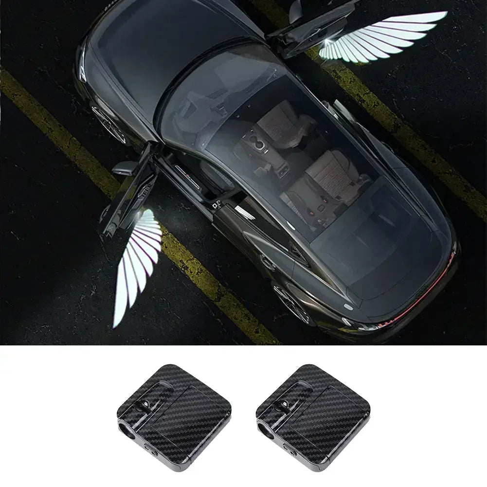 2Pcs Car Angel Wings Wireless Car Door LED HD Welcome Courtesy Shadow Projector Lamp Logo Light Cars Accessories