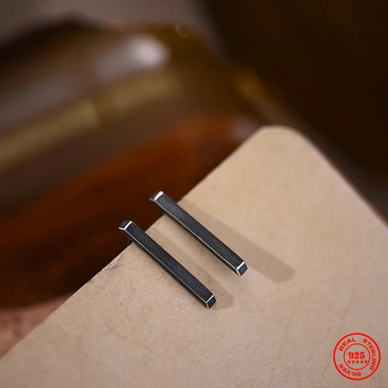 MKENDN Real 925 Sterling Silver Retro Clip Earrings For Fashion Women Party Fine Jewelry Minimalist Punk Accessories Gift