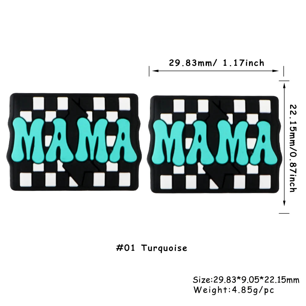 Lot de 5 ou 10 perles en silicone MOM pour la fabrication de bijoux, colliers, bracelets, accessoires de bijouterie