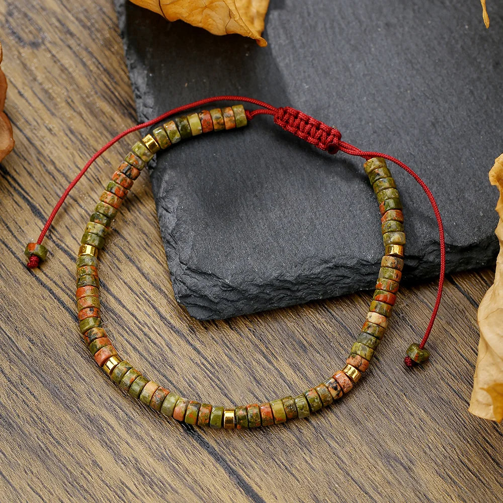 MKENDN Minimalist 4mm Bead Bracelet Unisex Emperor Onyx Small Stone Adjustable Bracelet Meditation Yoga Strand Couple Pulsera